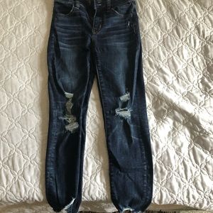 AE ripped dark wash skinny jean